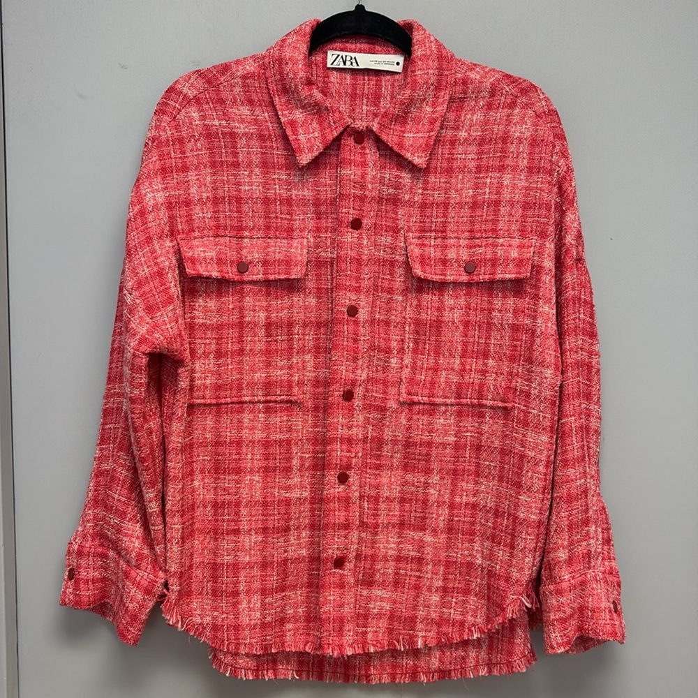 Zara Woven Checkered Over Shirt XS